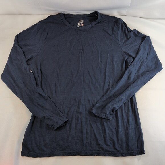 True North Wool Rich Blend 87% Merino Long Sleeve Shirt Navy Blue Men S Small - Picture 1 of 11